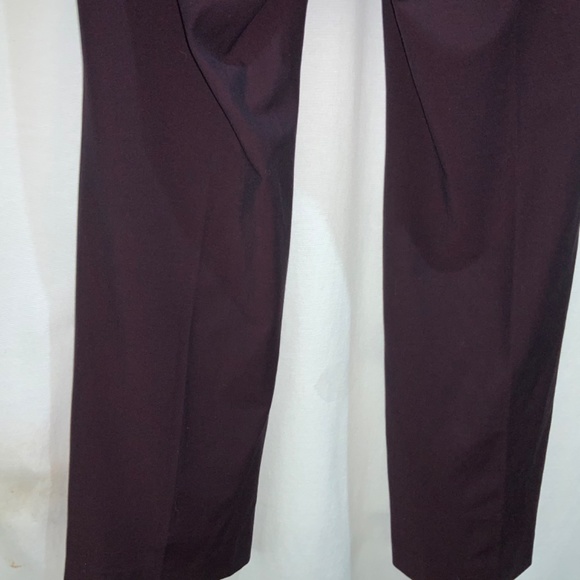 Loft Marisa burgundy flat front pants Sz 8 petite front zip back pockets - Picture 6 of 9